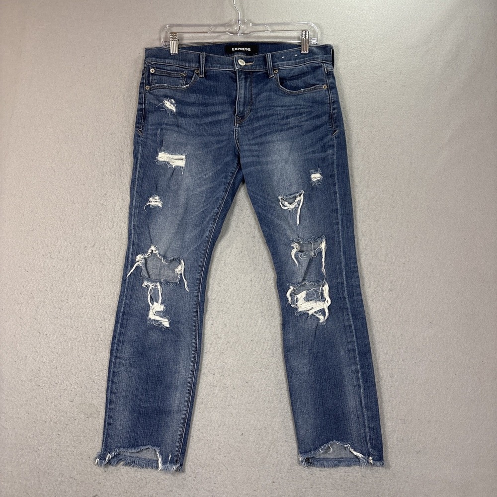 Express Womens Skinny Ankle Jeans Size 10R Mid Rise Distressed Pants